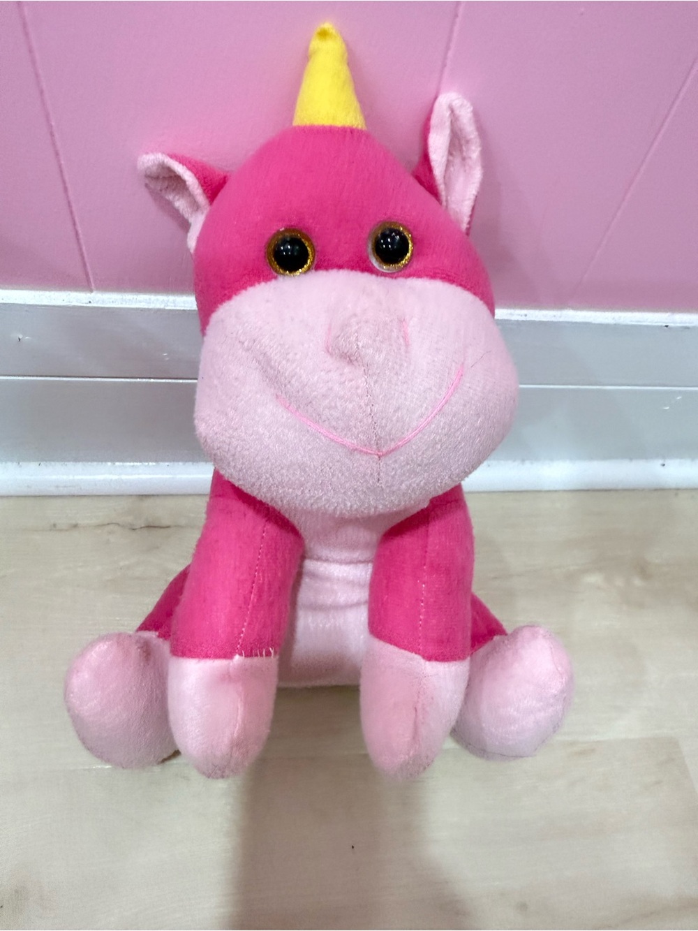 Pink Unicorn Plush Toy with Yellow Horn - Soft Kids Stuffed Animal